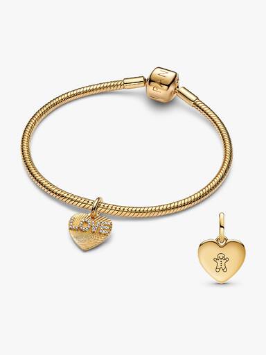 BE LOVE Engravable Golden Love Heart Charm Bracelet Set