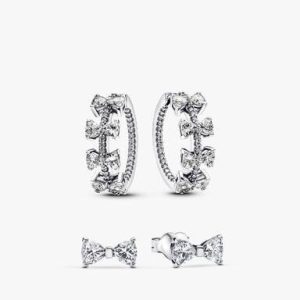 Sparkling Bow Stackable Earring Set