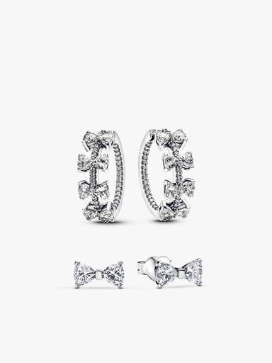 Sparkling Bow Stackable Earring Set