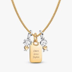 A Mother's Love Engravable Charm Necklace Set