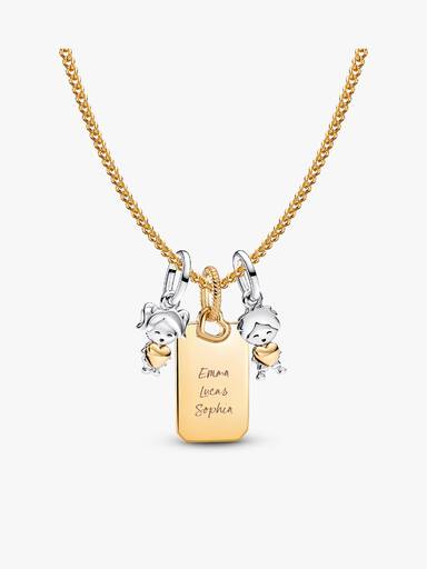 A Mother's Love Engravable Charm Necklace Set