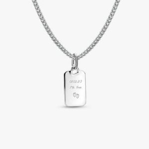 Engravable Rectangle Tag Pendant Necklace Set