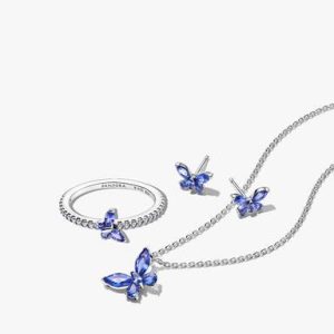 Winter Blue Butterfly Jewelry Set