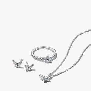 Sparkling Clear Butterfly Jewelry Set