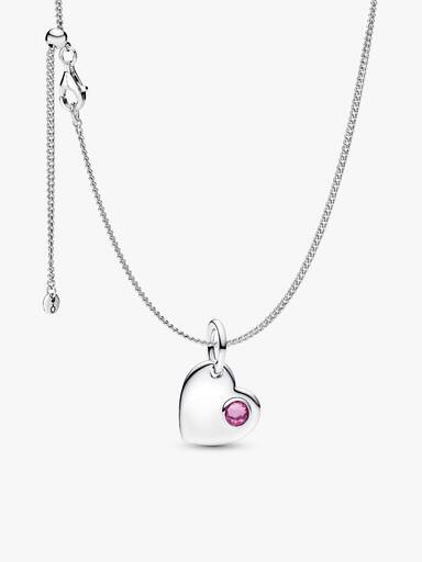 October Birthstone Heart Pendant Necklace