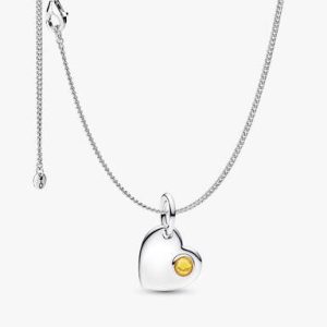 November Birthstone Heart Pendant Necklace