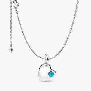 December Birthstone Heart Pendant Necklace