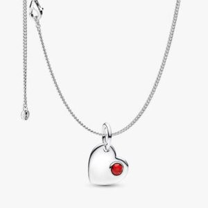 January Birthstone Heart Pendant Necklace
