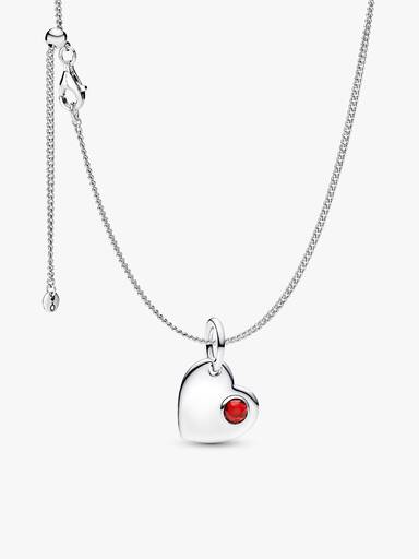 January Birthstone Heart Pendant Necklace