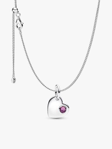 February Birthstone Heart Pendant Necklace