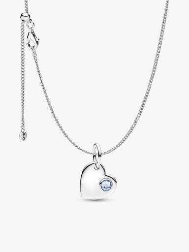 March Birthstone Heart Pendant Necklace