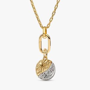 Sun and Moon Medallion Charm Necklace Set