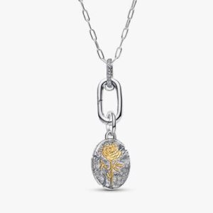 Rose Medallion Charm Necklace Set