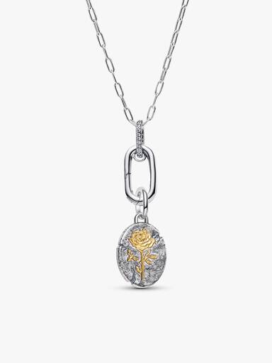 Rose Medallion Charm Necklace Set