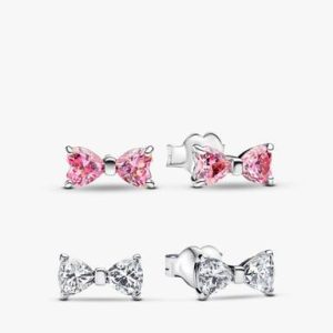 Sparkling Bow Stud Earring Set