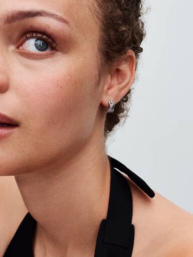 Crossover Pavé Hoop Earrings - Image 3