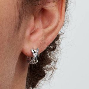 Crossover Pavé Hoop Earrings