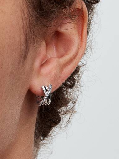 Crossover Pavé Hoop Earrings
