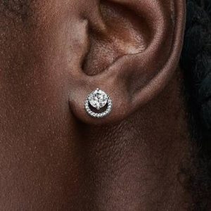 Sparkling Round Halo Stud Earrings