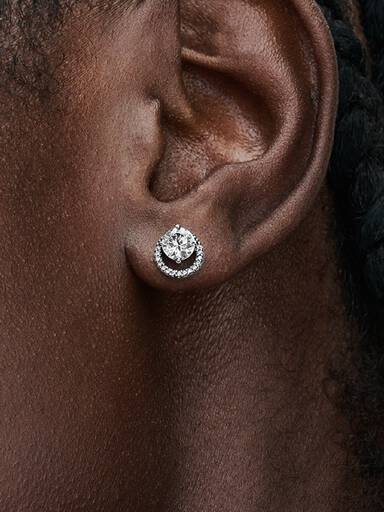 Sparkling Round Halo Stud Earrings