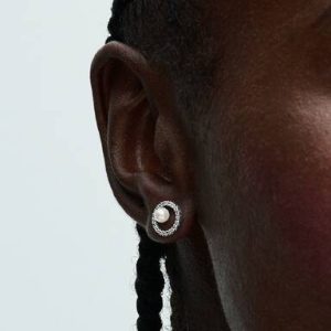 Treated Freshwater Cultured Pearl & Pavé Halo Stud Earrings