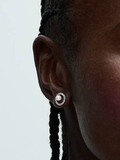 Treated Freshwater Cultured Pearl & Pavé Halo Stud Earrings
