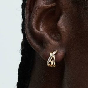 Crossover Pavé Hoop Earrings