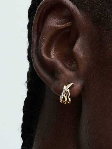 Crossover Pavé Hoop Earrings