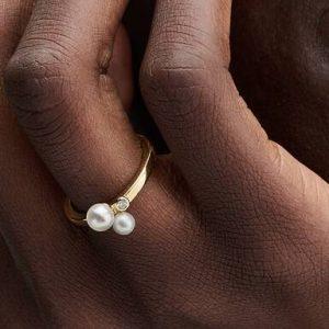 Duo Treated Freshwater Cultured Pearls Ring