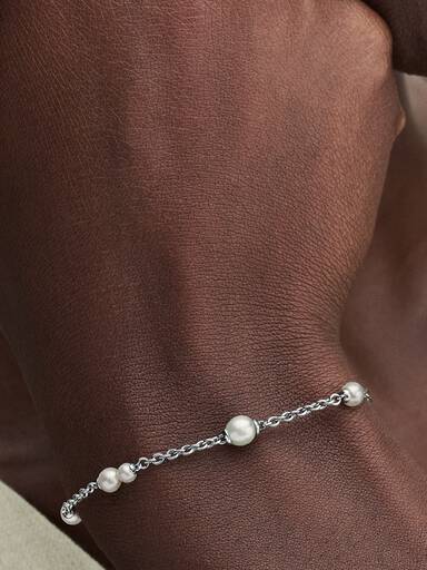Treated Freshwater Cultured Pearl Station Chain Bracelet