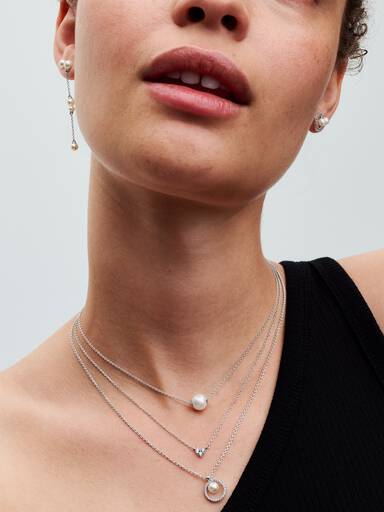 Treated Freshwater Cultured Pearl & Pavé Collier Necklace - Image 4