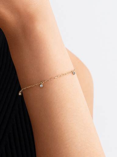 Pandora Era Bezel Lab-Grown Diamond Dangle Paperclip Chain Bracelet - Image 3