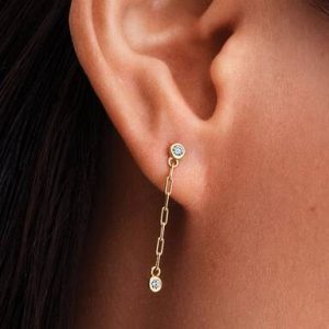 Pandora Era Bezel Lab-Grown Diamond Paperclip Chain Drop Earrings