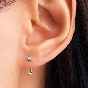 Pandora Era Bezel Lab-Grown Diamond Ear Jacket Stud Earrings