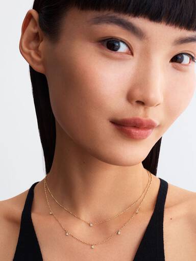 Pandora Era Bezel Lab-Grown Diamond Dangle Station Paperclip Chain Necklace - Image 5