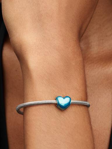 Metallic Sky Blue Heart Charm