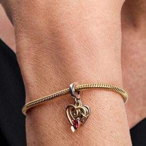 Engravable Heart & Arrow Double Dangle Charm