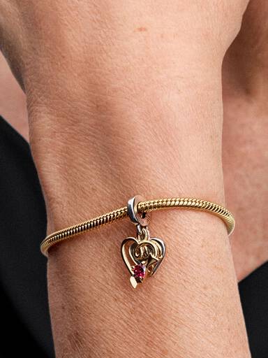 Engravable Heart & Arrow Double Dangle Charm