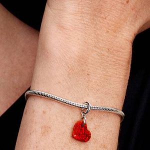 Opalescent Red Heart Dangle Charm