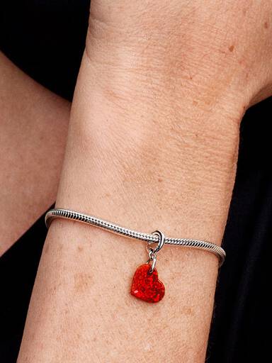 Opalescent Red Heart Dangle Charm