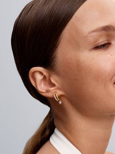 Dangling Heart Hoop Earrings - Image 3