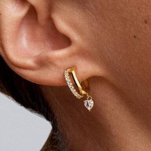 Dangling Heart Hoop Earrings