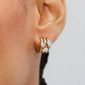 Triple Heart Hoop Earrings