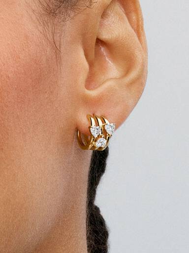 Triple Heart Hoop Earrings