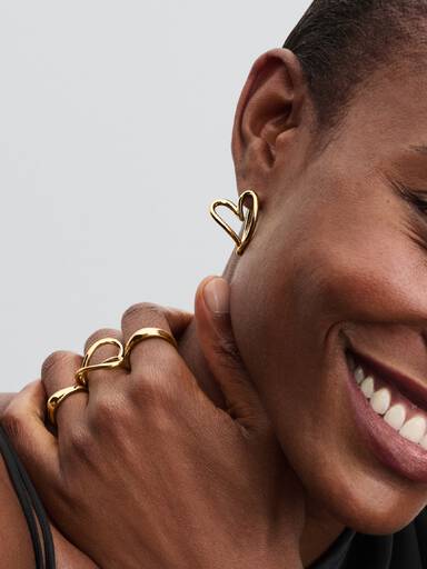 Organically Shaped Heart Hoop Earrings - Image 4