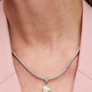 White Rose in Bloom Double Dangle Charm