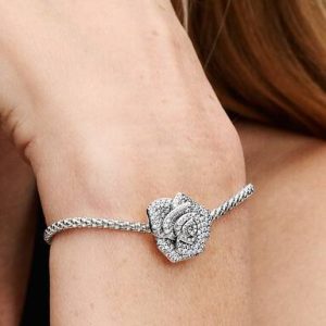 FINAL SALE - Sparkling Rose in Bloom Oversized Charm