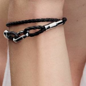 Pandora Moments Brown Braided Double Leather Bracelet