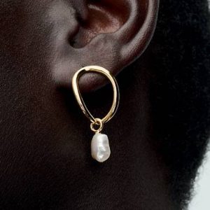 Organically Shaped Circle & Baroque Treated Freshwater Cultured Pearl Earrings