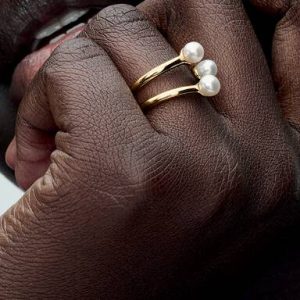 Treated Freshwater Cultured Pearl Open Ring